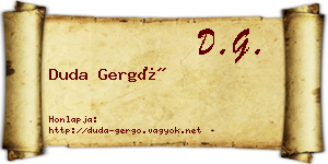 Duda Gergő névjegykártya
